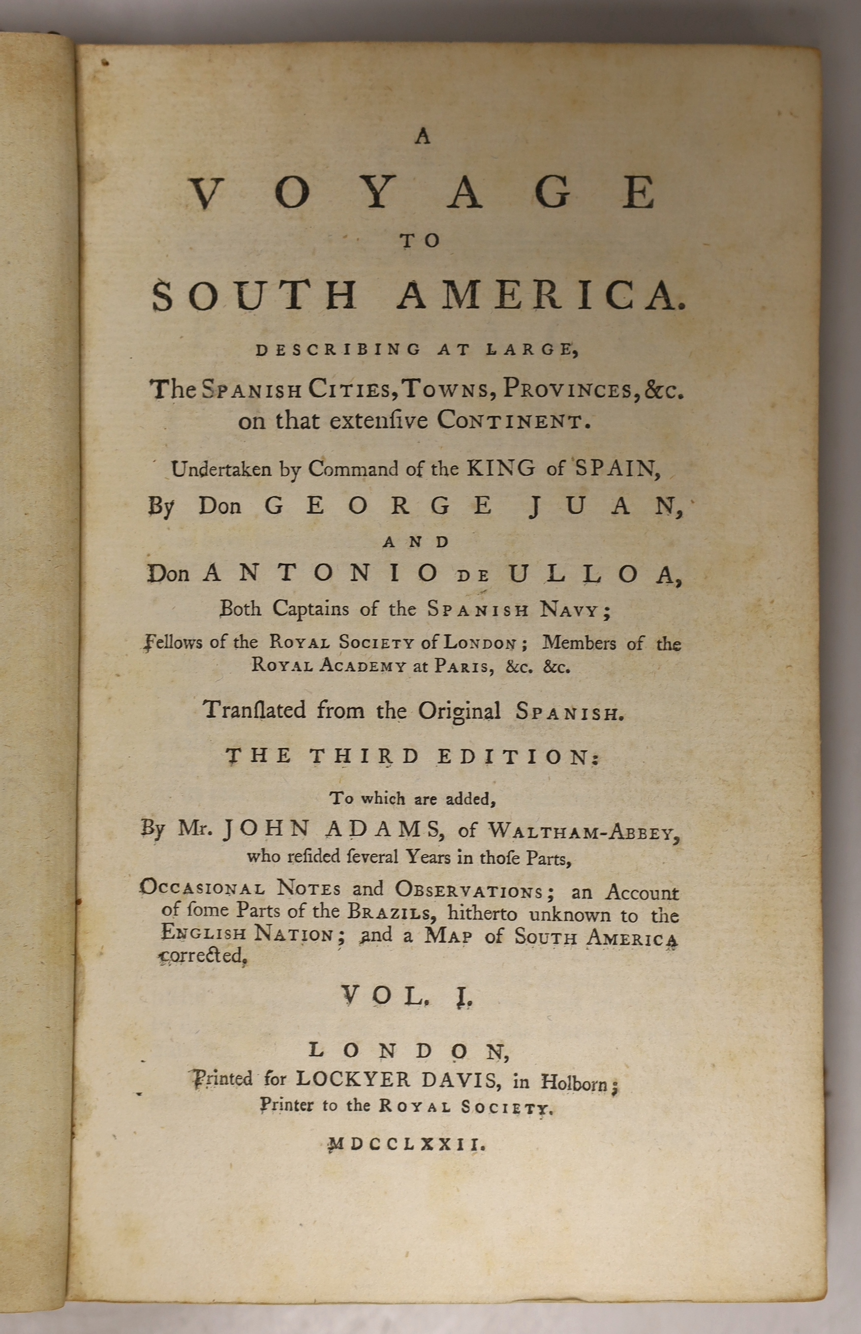 Brand, Lieut. Charles - Journal of a Voyage to Peru: a passage across the Cordillera of the Andes....and a Journey across the Pampas. 4 aquatint plates; later 19th cent. half leather and cloth, gilt decorated and panelle